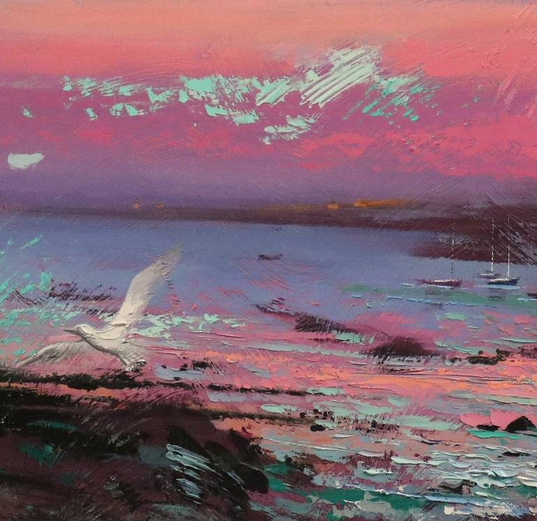 Original Expressionism Beach Painting by Chin H Shin