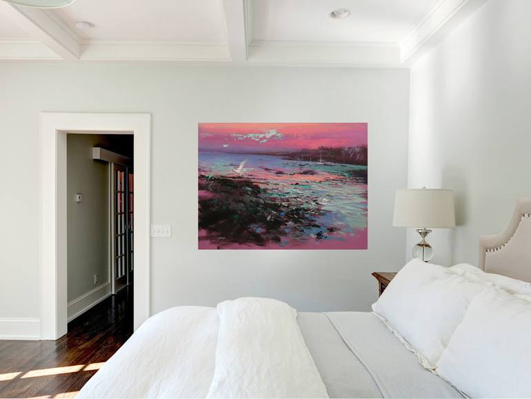 Original Expressionism Beach Painting by Chin H Shin