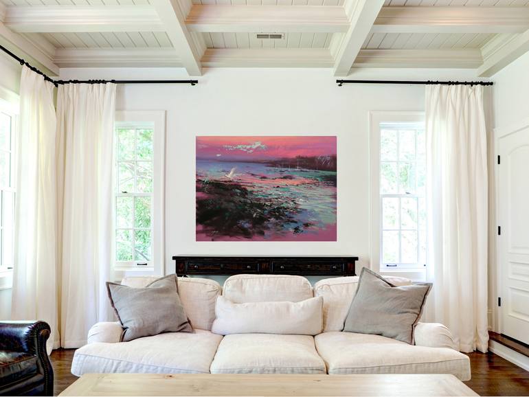 Original Expressionism Beach Painting by Chin H Shin