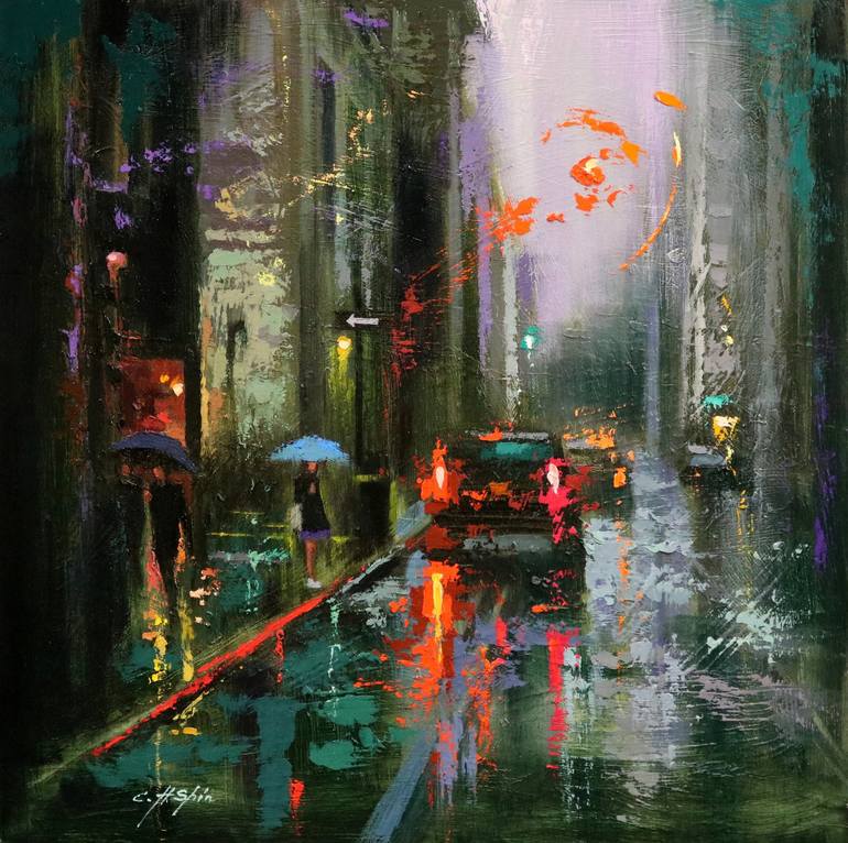 Still Rainy in Soho Painting