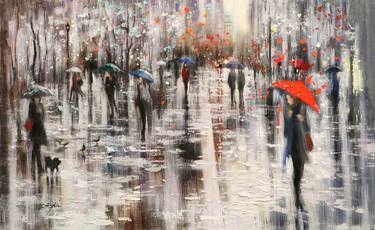 Winter Rainy Day Walkers in New York thumb