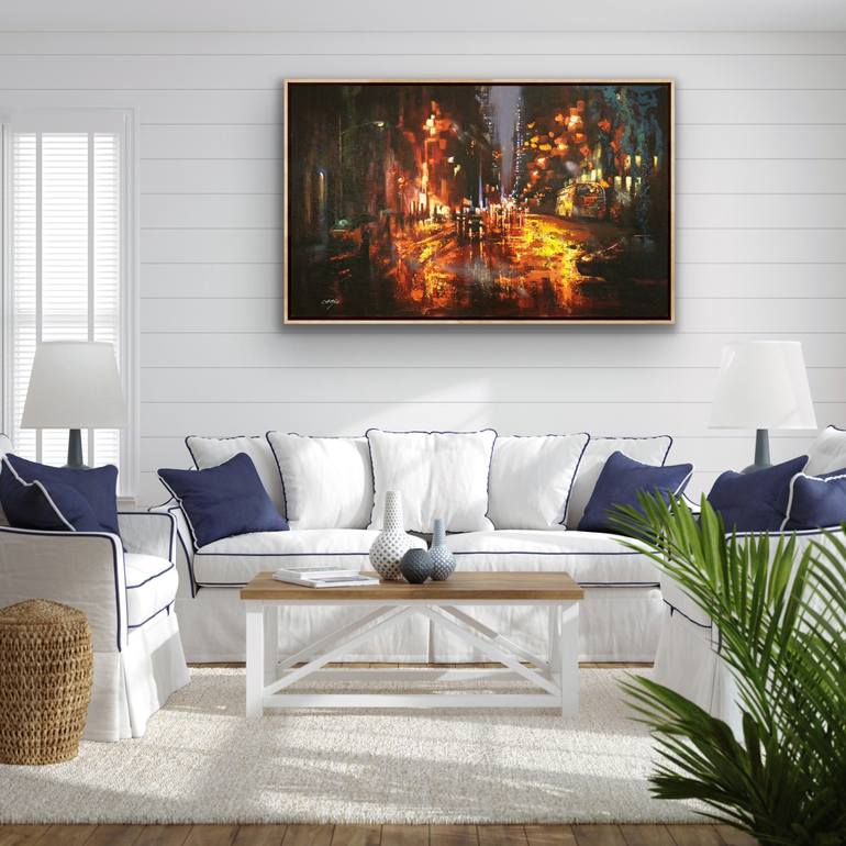 Original Expressionism Cities Painting by Chin H Shin