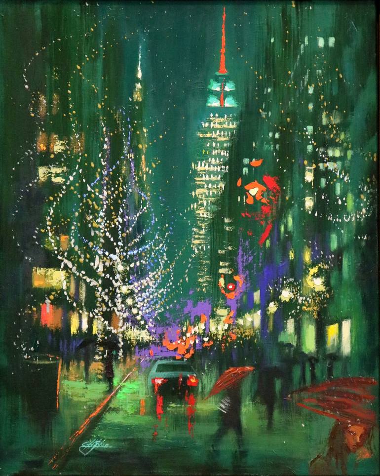Holiday Spirit in Fifth Avenue Painting