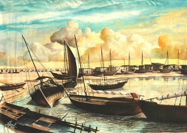 Print of Sailboat Paintings by n k
