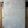 White , abstract composition refering to 'Theodicy" series..
Please look at additional pictures. The painting look different, depending on direction of light.