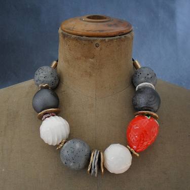 Gray Necklace With Strawberry (SOLD) thumb