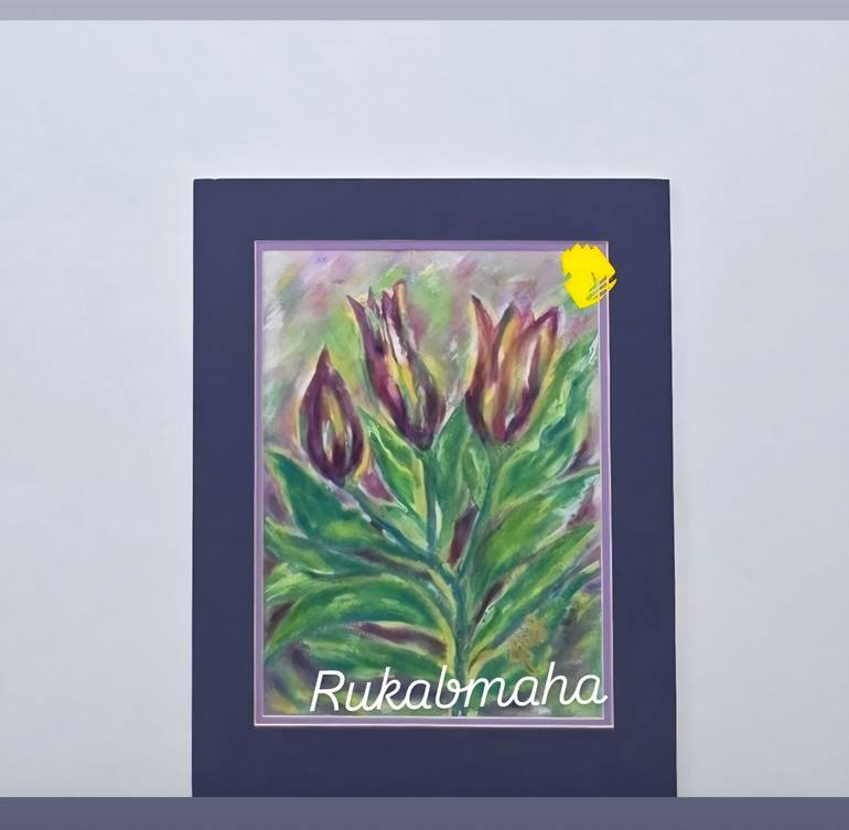 Original Floral Painting by Maha Rukab | Modernism Art on Paper | Past Is Lesson, Present Is Gift, Future Is Motivation.