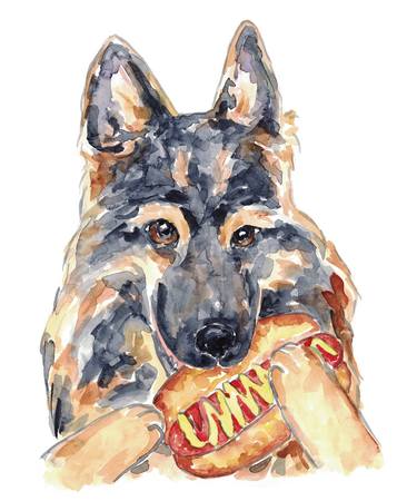 Original Illustration Dogs Paintings by Maryna Salagub