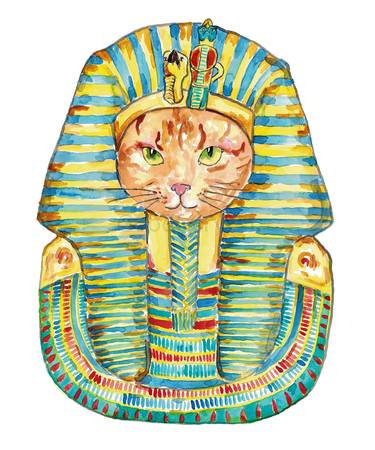 Pharaoh cat Painting Wall Poster Watercolor thumb