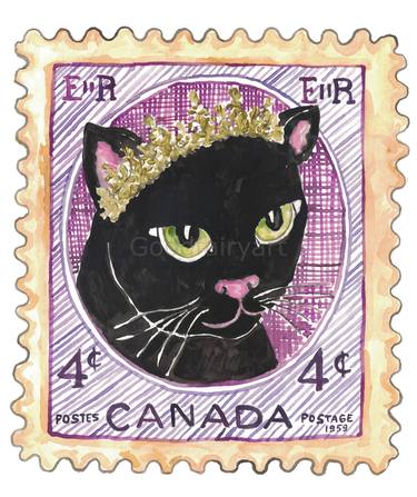 Queen stamp cat Painting Wall Poster Watercolor thumb