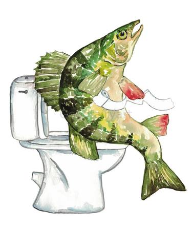 Fish in the bathroom painting watercolour thumb