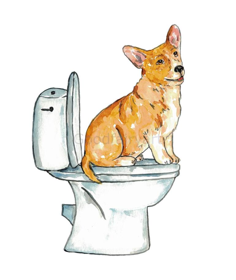 Dog on 2024 toilet art