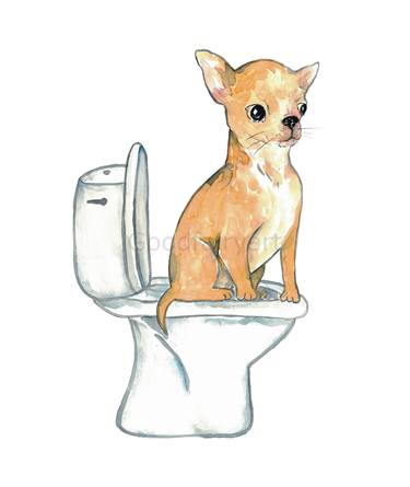 Chihuahua dog toilet Painting thumb