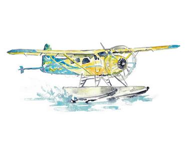 Original Illustration Aeroplane Paintings by Maryna Salagub