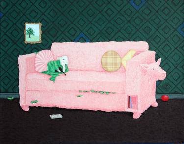 Pink Couch With German Luger thumb