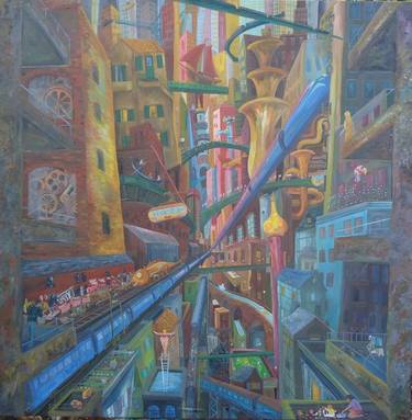 Original Figurative Cities Paintings by Albion Hicks