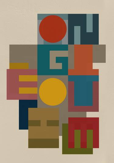 Original Abstract Geometric Mixed Media by Jack Smith