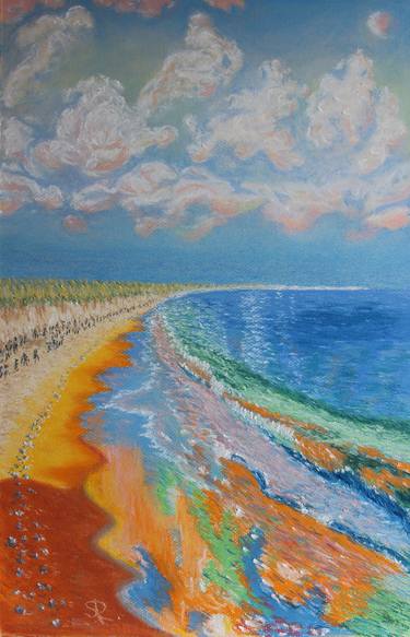 Original Impressionism Beach Drawings by Serge Ra