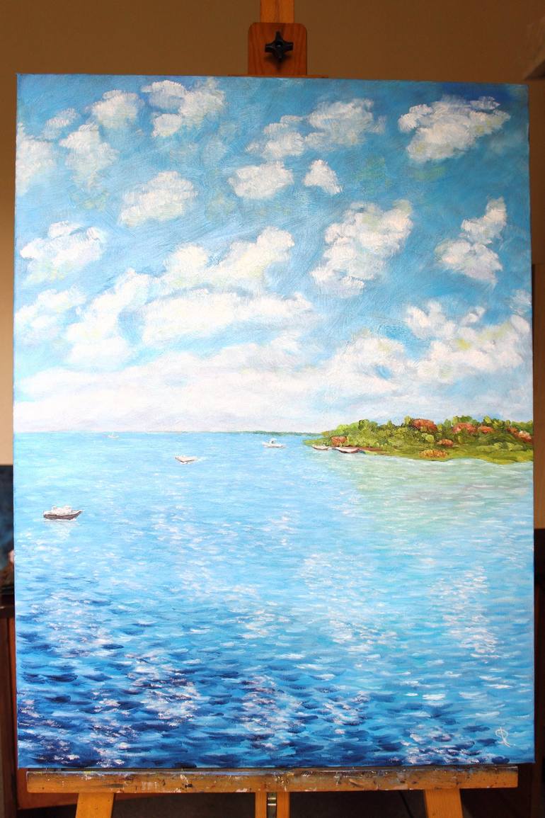 Original Impressionism Seascape Painting by Serge Ra