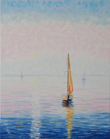 Print of Impressionism Seascape Paintings by Serge Ra