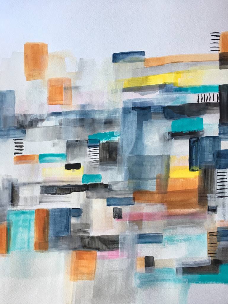 Original Abstract Cities Painting by Melanie Biehle
