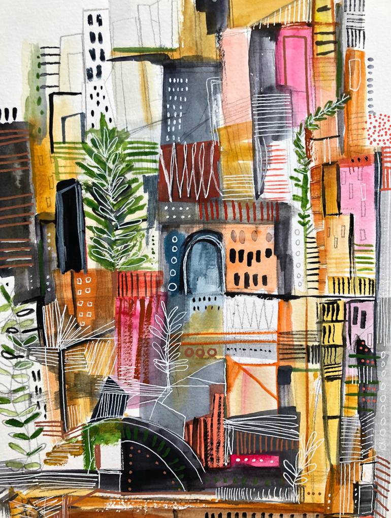 Original Abstract Architecture Painting by Melanie Biehle