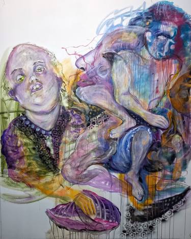 Original Abstract Expressionism Erotic Painting by Todor Dana