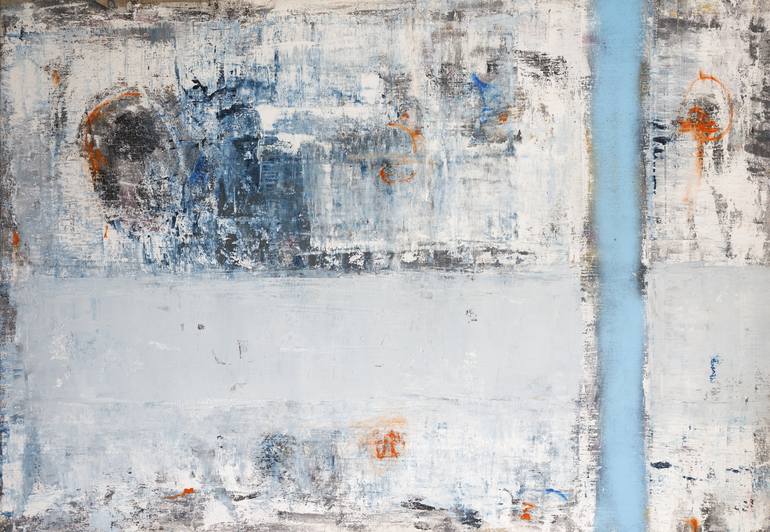 Grey sky blue line Painting by Eigirdas Scinskas Saatchi Art