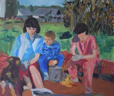 Original Figurative Family Paintings by Magdalena Skiba