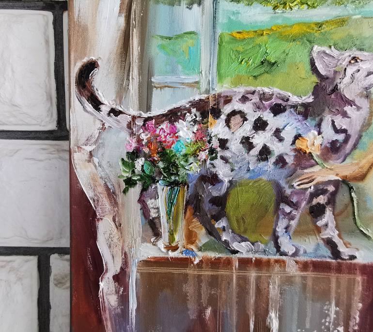 Original Fine Art Cats Painting by Annet Loginova