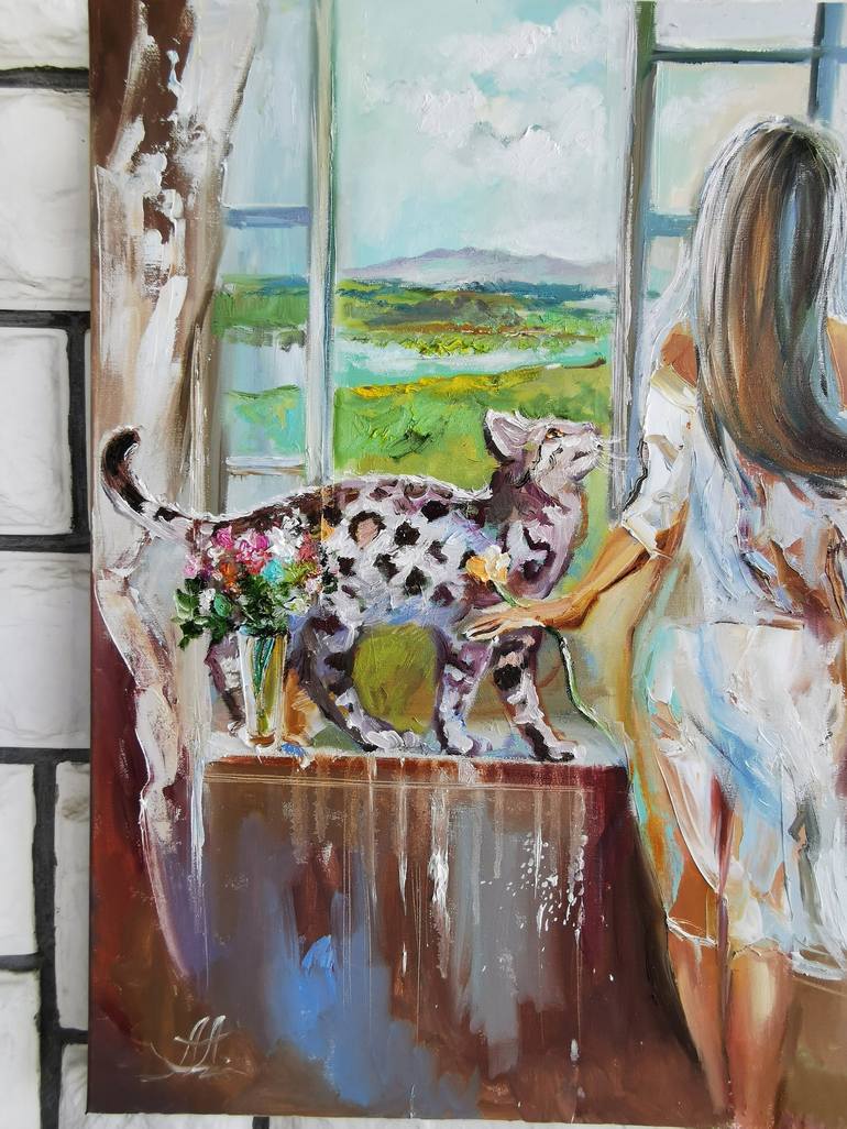 Original Fine Art Cats Painting by Annet Loginova