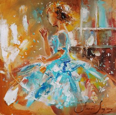 Turquoise Ballerina. Giclée Print Painting. thumb