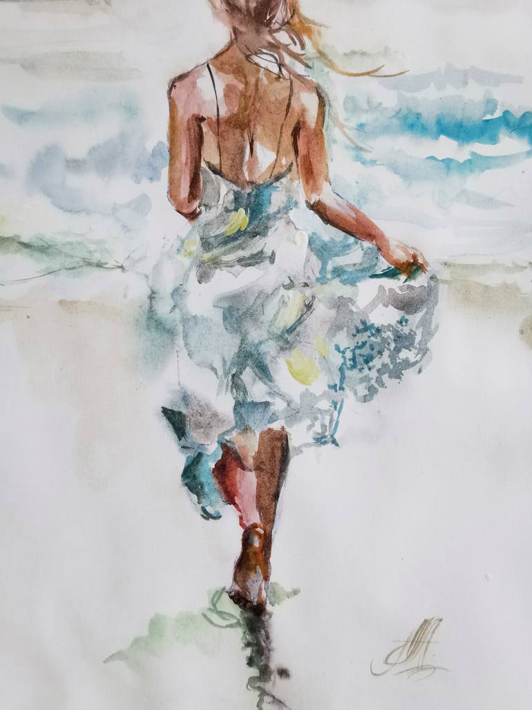 Original Impressionism People Drawing by Annet Loginova