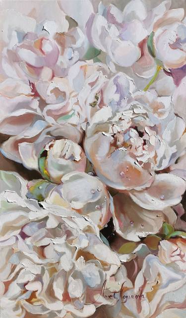 White flowers oil painting thumb