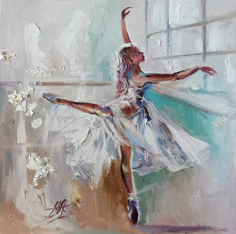 Tenderness of the Dance. Print painting inspired by ballet. Printmaking ...