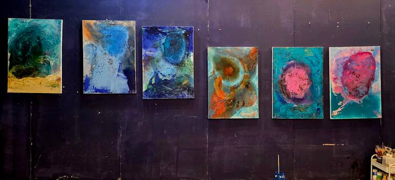 Original Abstract Expressionism Outer Space Painting by Ted Barr