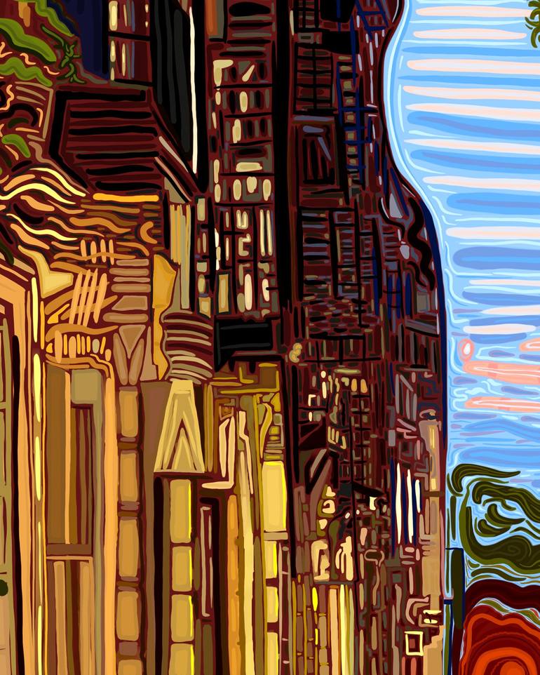 Original Expressionism Cities Digital by Evan Sklar