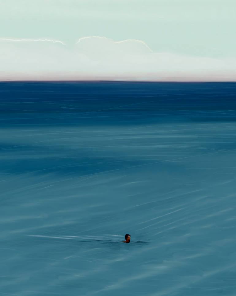 Original Color Field Painting Seascape Drawing by Evan Sklar