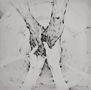 Original Black & White Love Drawing by Tetiana Ivanova