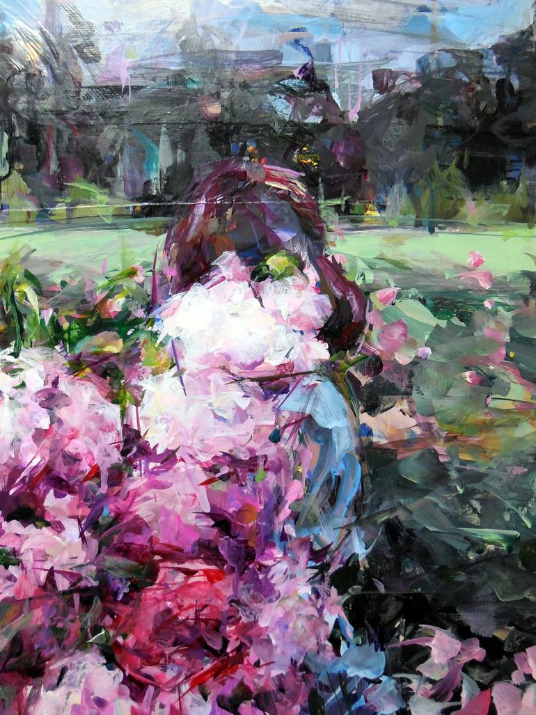 Original Art Deco Floral Painting by Hyunju Kim