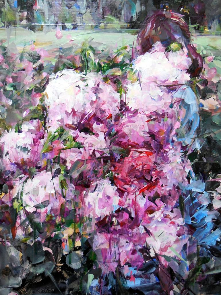 Original Art Deco Floral Painting by Hyunju Kim