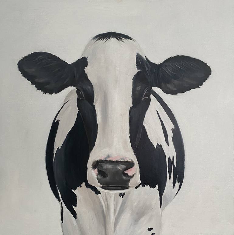 Original Abstract Expressionism Cows Painting by Weatherly Stroh