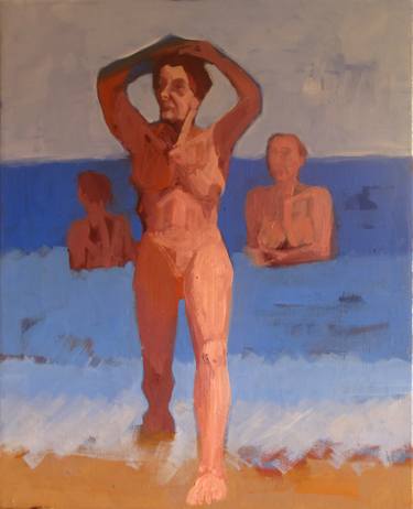 'Figures at the Seaside' by m. Harrison-Priestman - oil on linen, 50 x 40 cm, 2016. thumb
