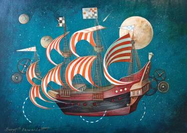 Print of Surrealism Boat Paintings by Nenad Stankovic