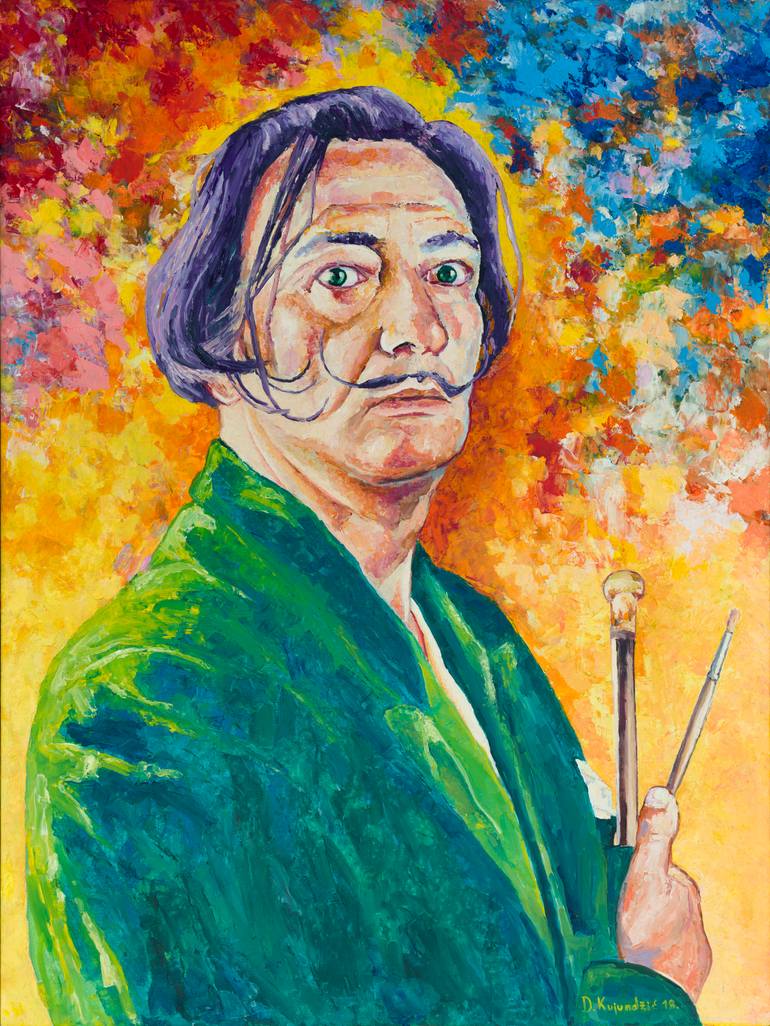 Original Famous Painting by Denis Kujundzic  Portraiture Art on Canvas  Salvador Dali