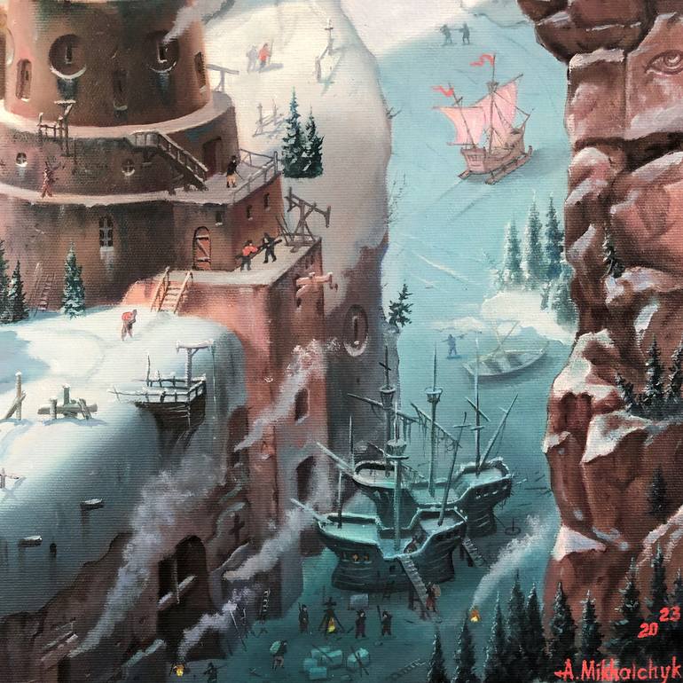 Original Surrealism Architecture Painting by Александр Михальчук