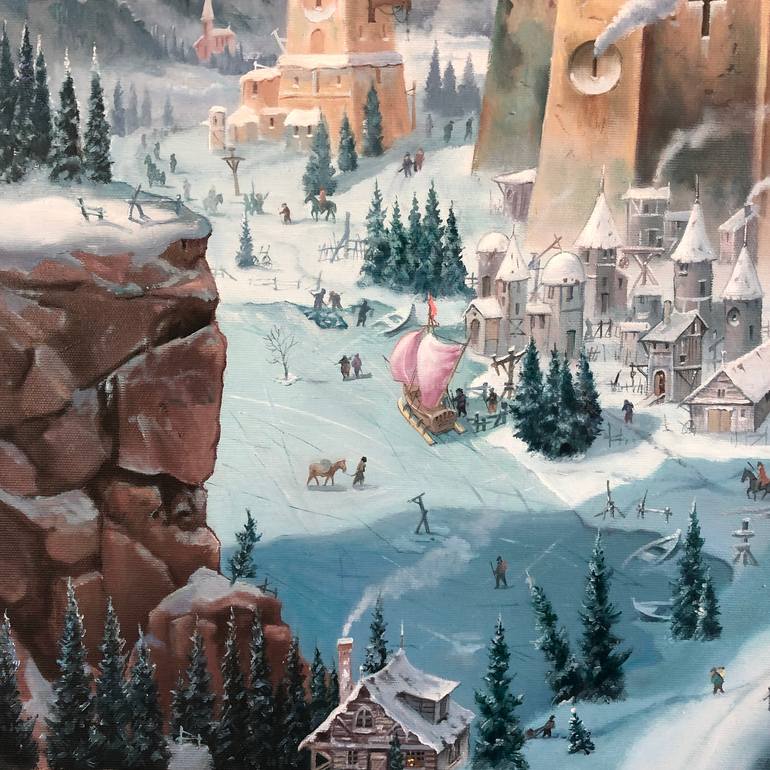 Original Surrealism Architecture Painting by Александр Михальчук