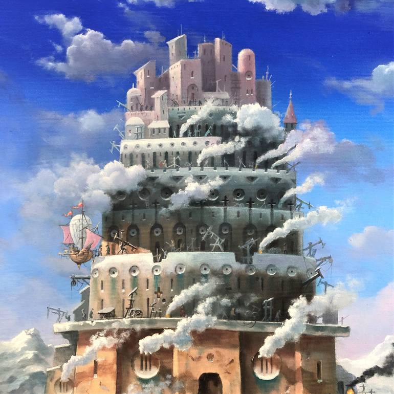 Original Surrealism Architecture Painting by Александр Михальчук
