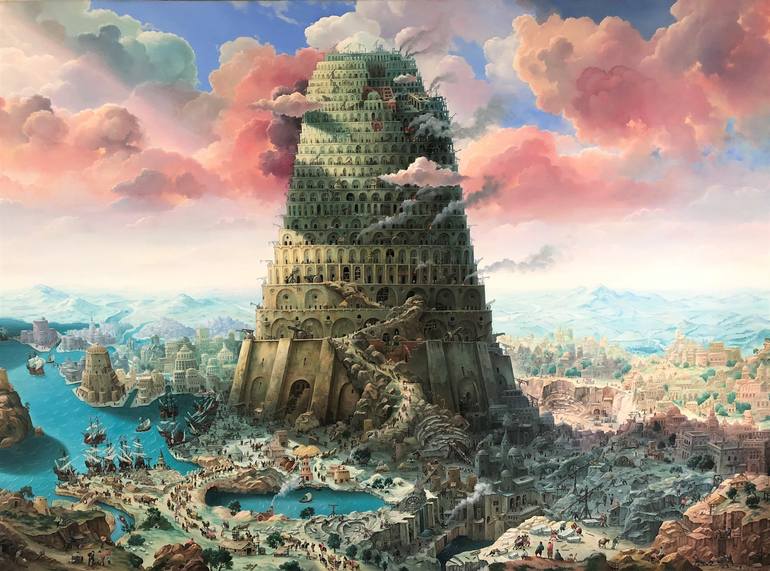 The Tower Of Babel Painting By Aleksandr Mihalchuk Saatchi Art