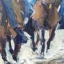 I tried to capture the feeling of motion in my series of Civil War paintings. I feel I accomplished that with how the horses are kicking up dirt as the Union soldiers are riding. I loved painting this and want the viewer to feel it as much as see it.
